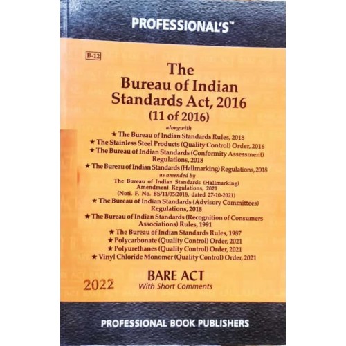 Professional's The Bureau of Indian Standards Act, 2016 Bare Act 2022